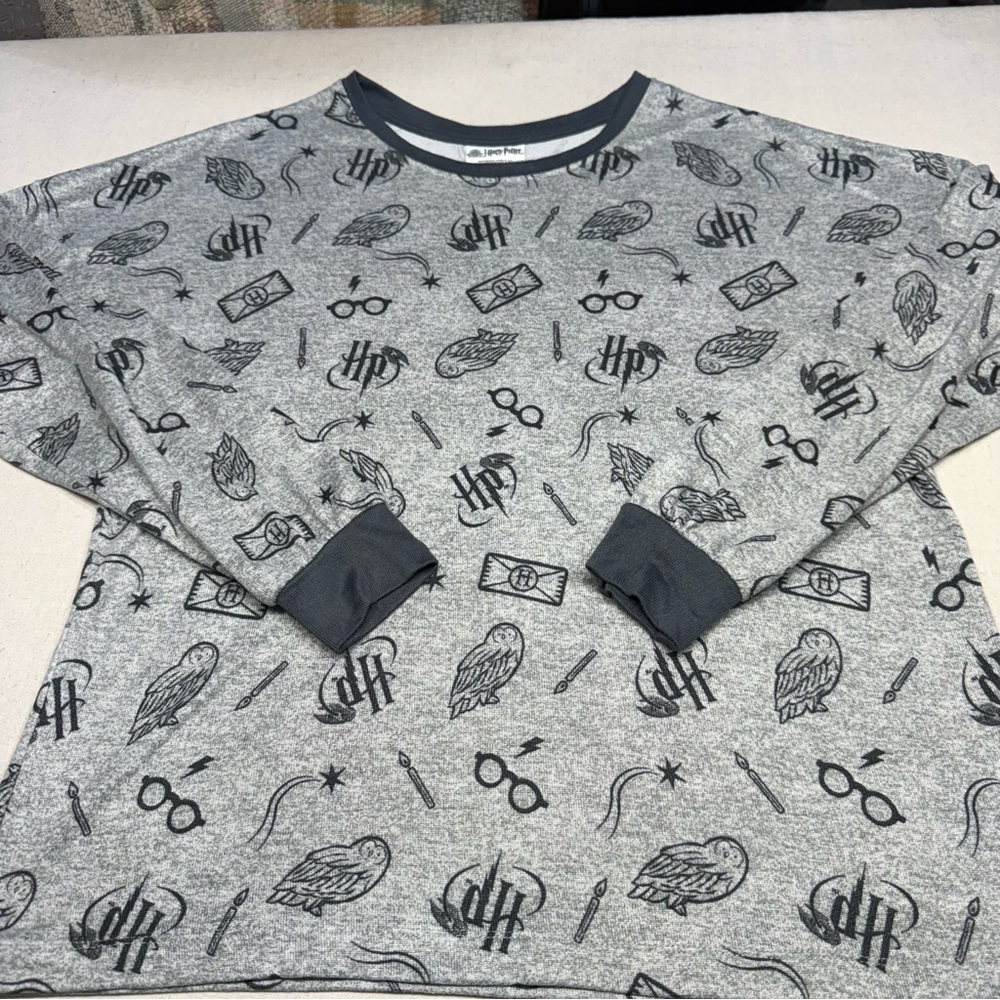 Harry Potter Hogwarts Wizarding World glasses wand Graphic Sleep Shirt Medium - Picture 9 of 16